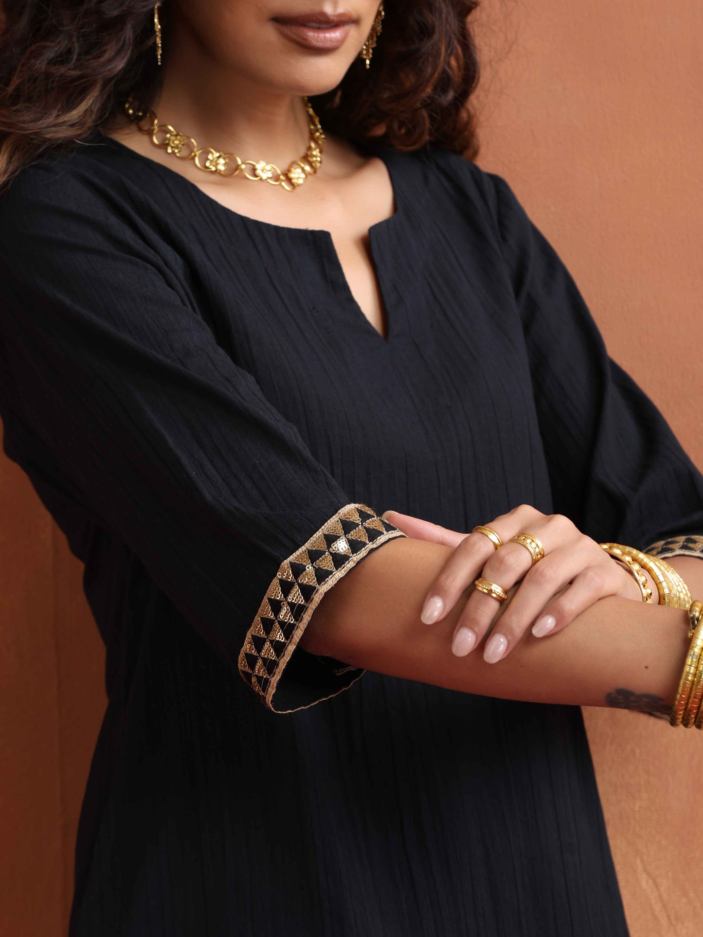 trueBrowns Black Cotton Co-ord Set - Swadesiicart