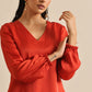trueBrowns Rust Silk Blend Short Co-Ord Set - Swadesiicart