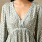 trueBrowns Light Green Bandhani Printed Silk V-Neck Co-Ord Set - Swadesiicart