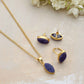 trueBrowns Gold Tone Blue Stone Pendant Set - Swadesiicart