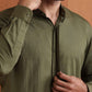 trueBrowns Men's Olive Green Cotton Front Open Kurta | Swadesiicart