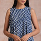 trueBrowns Indigo Dabu Zig-Zag Lines Print Cotton Sleeveless Kurta Pant Set | Swadesiicart