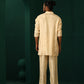 trueBrowns Men's Ivory Geometric Floral Viscose Silk Co-ord Set - Swadesiicart