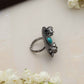 trueBrowns Silver Tone Abstract Oval Ring | Swadesiicart