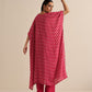 trueBrowns Pink Lehariya Printed Silk Kaftan Pant Set | Swadesiicart