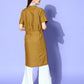 InWeave Women's Camel Brown Cream Pant Coord Set With White Butterfly Scarf - Swadesiicart
