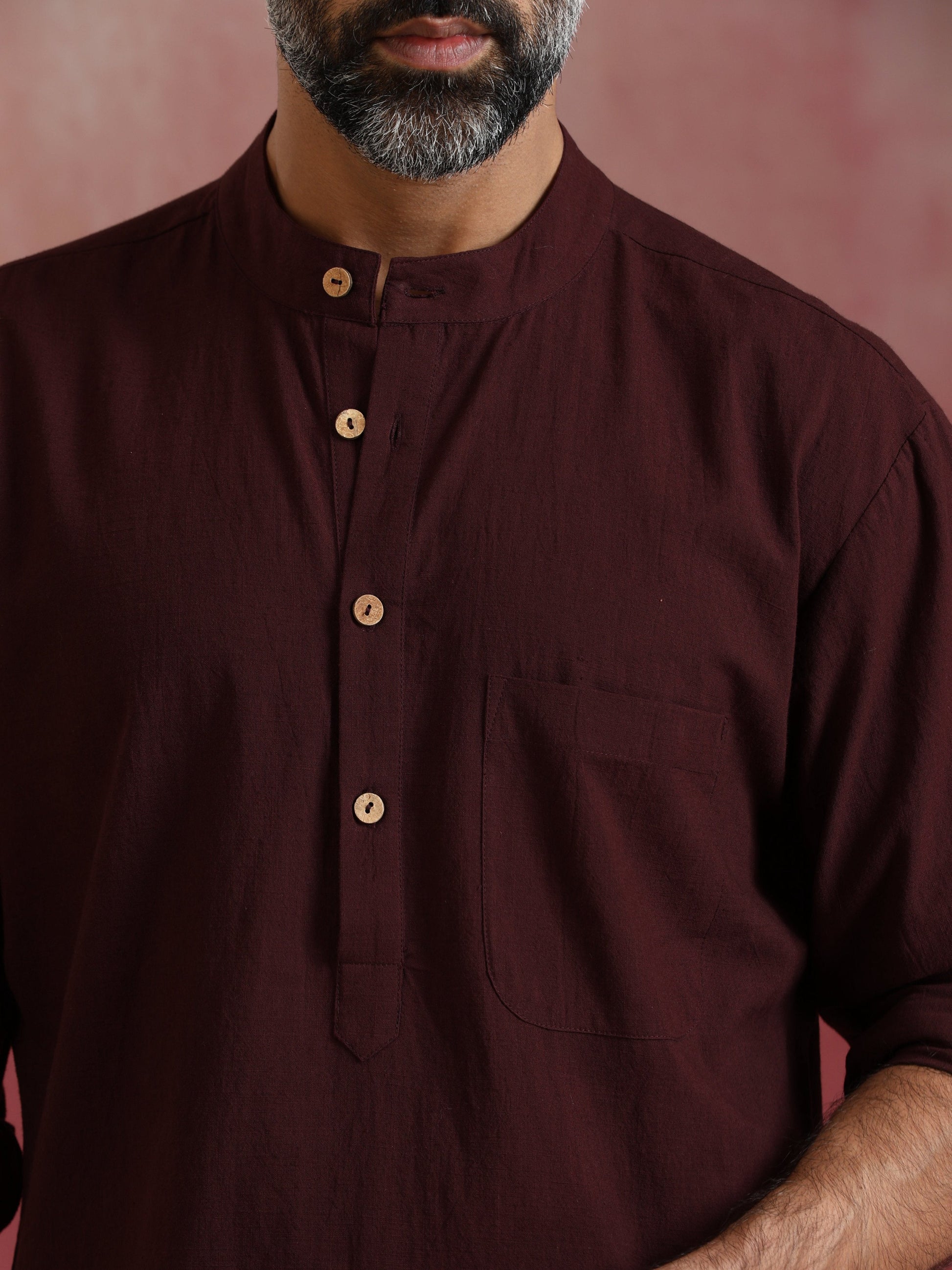 trueBrowns Men's Cola Cotton Mandarin Collar Kurta Co-ord set - Swadesiicart