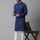 Even Apparels Blue Long Kurta With Band Collar | Swadesiicart