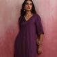 trueBrowns Purple Modal Pleated Kurta Set | Swadesiicart