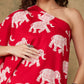 InWeave Women's Red Elephant Print Oneshoulder Top - Swadesiicart