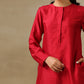 trueBrowns Maroon Textured Silk Front Placket Co-Ord Set - Swadesiicart