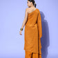 InWeave Women's Mustard Gold Print One Shoulder Kurta Set - Swadesiicart