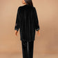 trueBrowns Black Velvet Embroidered Co-ord Set - Swadesiicart