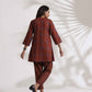 trueBrowns Brown Cotton Print Pleated Top & Pants Co-ord Set - Swadesiicart