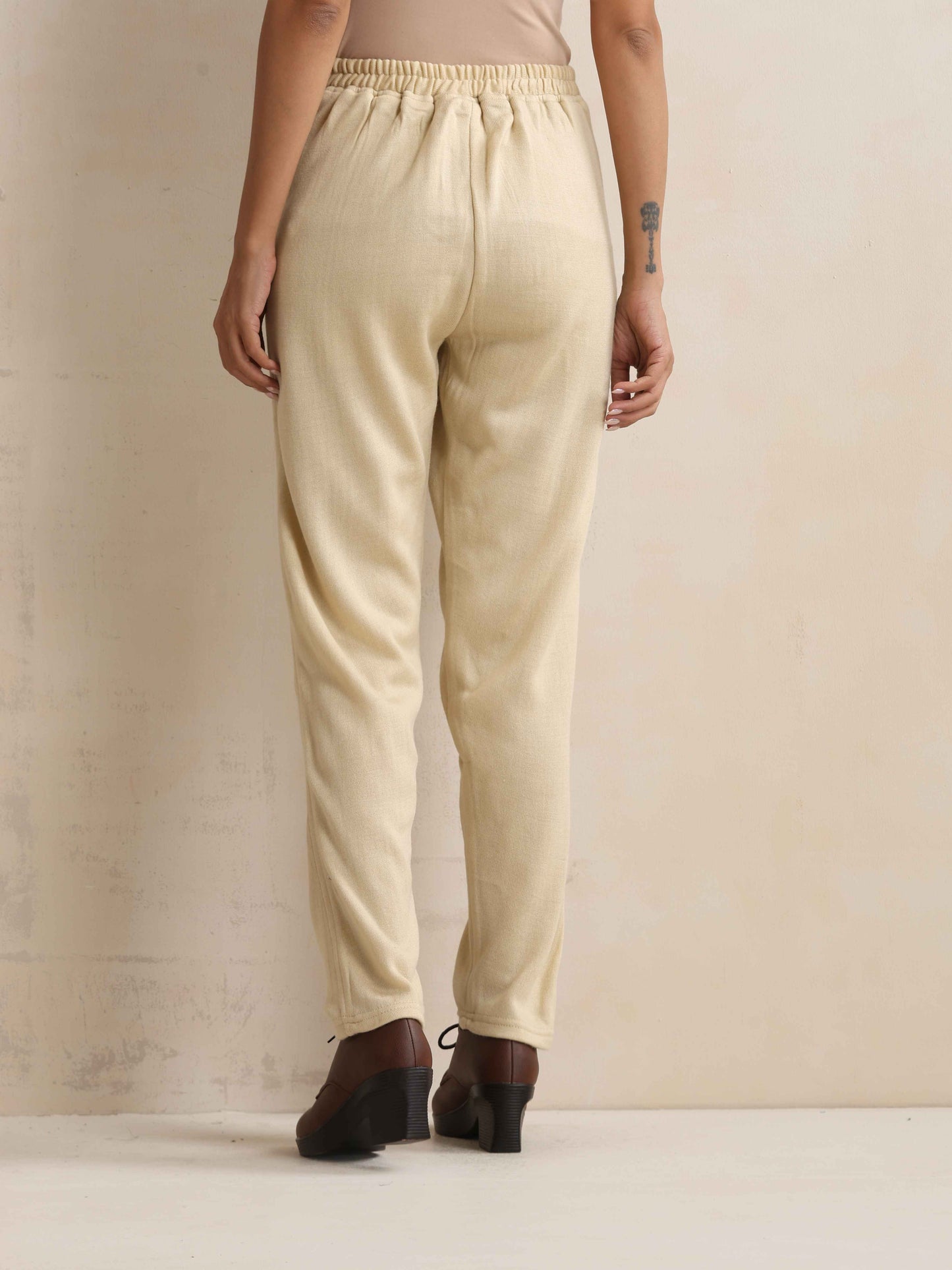 trueBrowns Beige Woollen Pants | Swadesiicart