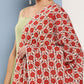 InWeave Women's Light Green Ray Strappy Set With Orange Floral Cotton Dupatta - Swadesiicart