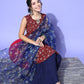 InWeave Women's Burgundy Printed Kurta Sharara Set With Blue Organza Dupatta - Swadesiicart