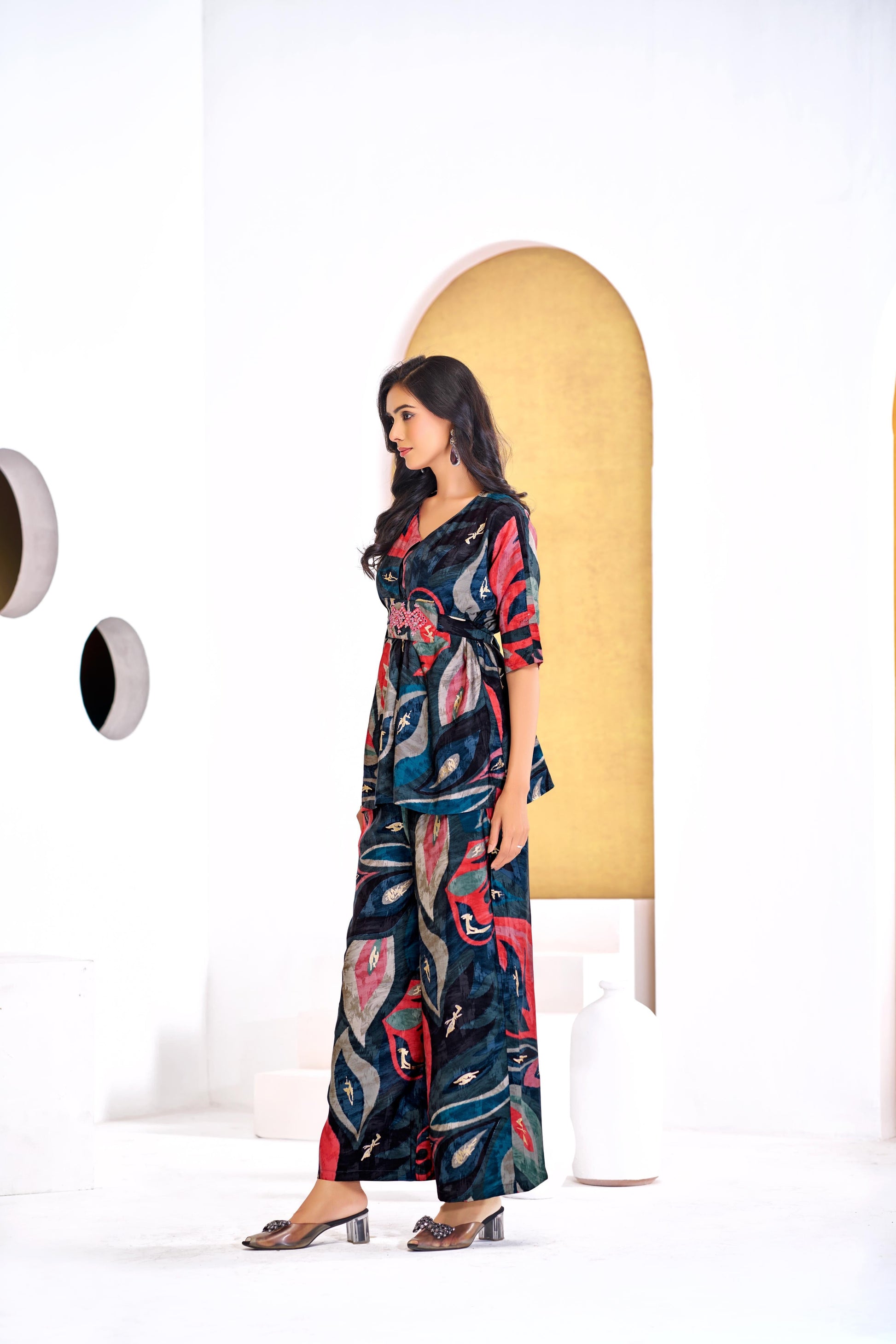 BulBul Kalki Blue Chanderi Co-Ord Set - Swadesiicart