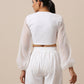 trueBrowns Chiffon White Dobby Tie Up Top | Swadesiicart