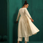 trueBrowns Ivory Tonal Cotton Anarkali Kurta Pant Set | Swadesiicart