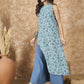 InWeave Mint Blue Side Asymmetric Kurta Set - Swadesiicart