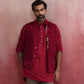 trueBrowns Men's Maroon Ikat Print Cotton Reversible Nehru Jacket | Swadesiicart