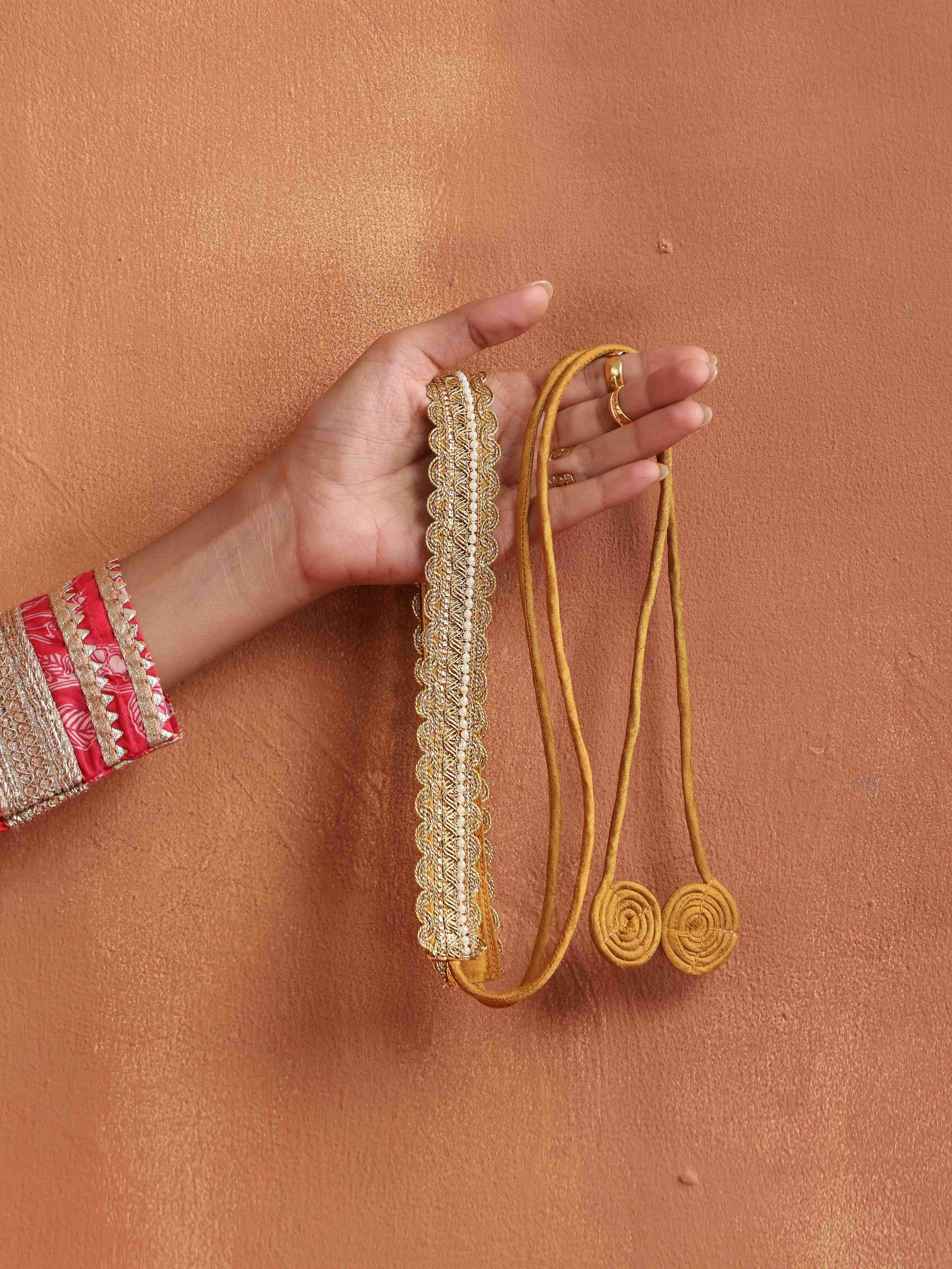 trueBrowns Gold Embellished Belt | Swadesiicart