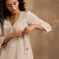 trueBrowns Beige Zig-Zag Print Silk Angrakha Kurta Pant Set | Swadesiicart