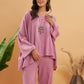 InWeave Women's Mauve Kantha Boho Full Sleeve Coord Set - Swadesiicart