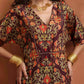 trueBrowns Brown Floral Print Kaftan Kurta Set | Swadesiicart