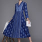 Ahalyaa Floral Print Midi Pure Cotton Ethnic Dress with Lace Inserts Detail | Swadesiicart