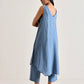 trueBrowns Light Blue Sleeveless Flared Kurta Pant Set | Swadesiicart