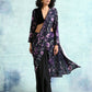 trueBrowns Black Printed Sleeve Velvet Blouse | Swadesiicart