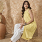 InWeave Light Yellow Side Asymmetric Kurta Set - Swadesiicart