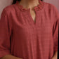 trueBrowns Peach High low Cotton Dobby Kurta Set | Swadesiicart