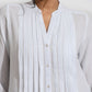 trueBrowns White Cotton Stripe Pleated Shirt Kurta Set | Swadesiicart