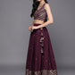 Indian Clothing Ahalyaa Purple & Gold-Toned Printed Sequinned Foil Print Ready to Wear Lehenga & Blouse With Dupatta | Swadesiicart