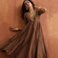trueBrowns Bronze Tissue Flared Anarkali Kurta Set | Swadesiicart