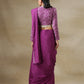 trueBrowns Purple Bandhani Printed Silk Ready to Wear Saree with Belt | Swadesiicart