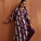 trueBrowns Purple Metallic Straight Kurta Set | Swadesiicart