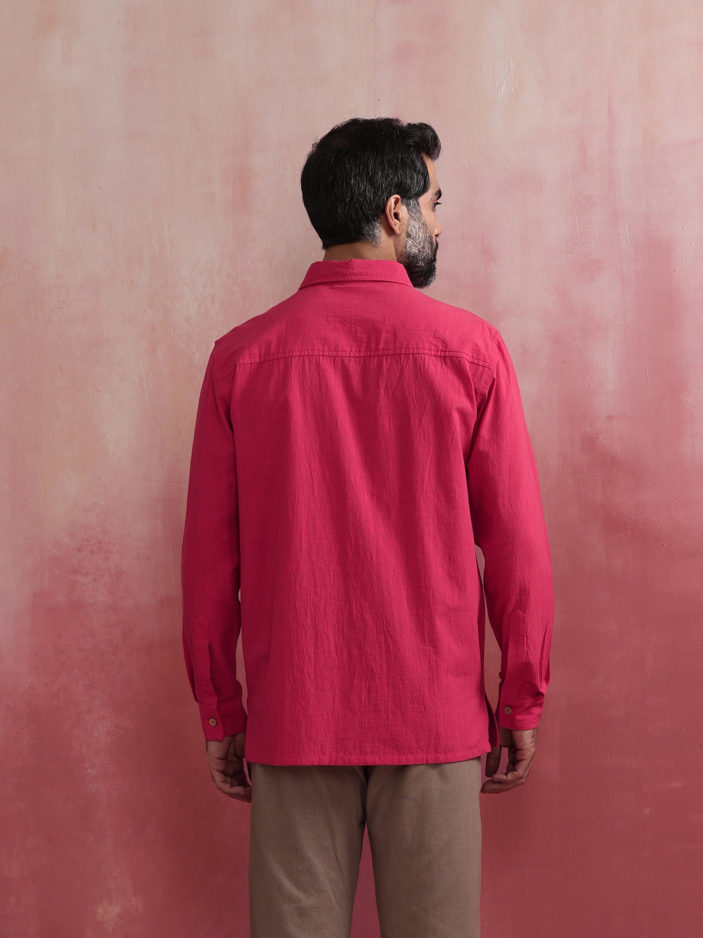 trueBrowns Men's Pink Cotton Shirt | Swadesiicart