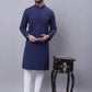 Even Apparels Blue Pure Cotton Kurta With Band Collar | Swadesiicart