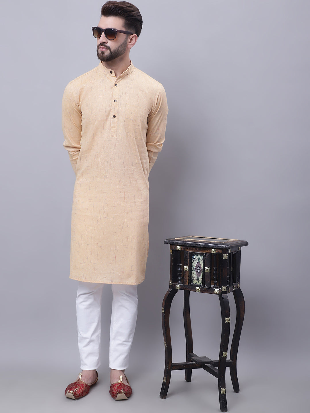 Even Apparels Yellow Pure Cotton Kurta With Band Collar | Swadesiicart