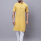 Even Apparels Yellow Pure Cotton Short Sleeves Kurta With Band Collar | Swadesiicart