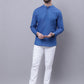 Even Apparels Blue Pure Cotton Short Kurta With Band Collar | Swadesiicart