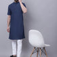 Even Apparels Blue Pure Cotton Short Sleeves Kurta With Band Collar | Swadesiicart