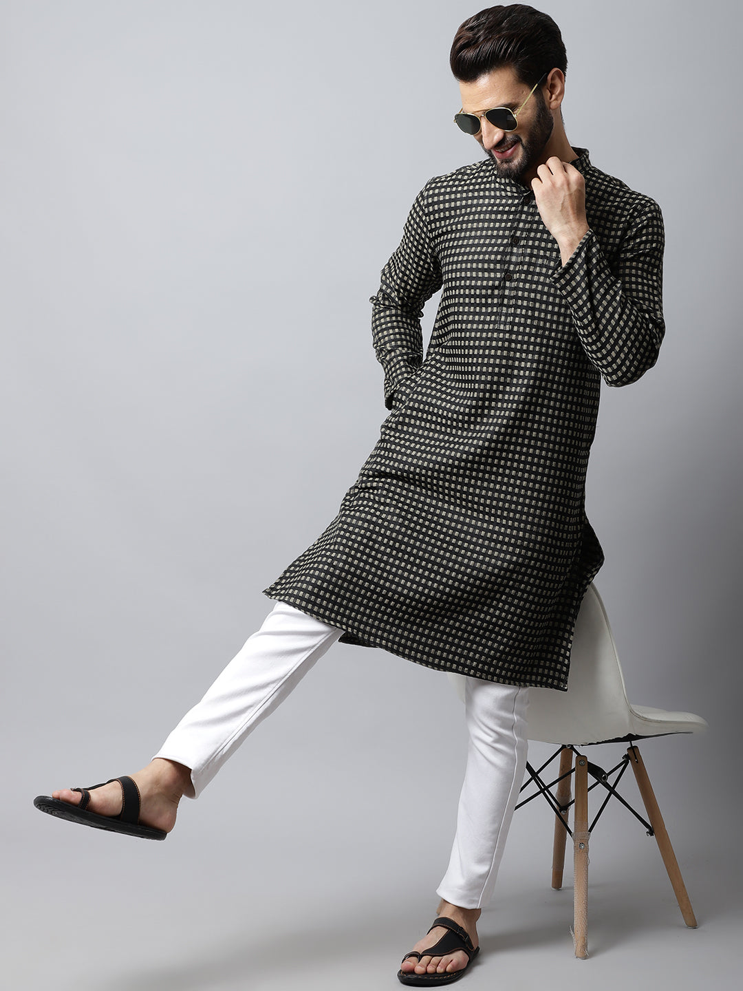 Even Apparels Brown Pure Cotton Kurta With Band Collar | Swadesiicart