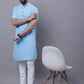 Even Apparels Blue Pure Cotton Short Sleeves Kurta With Band Collar | Swadesiicart