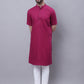 Even Apparels Maroon Pure Cotton Short Sleeves Kurta With Band Collar | Swadesiicart