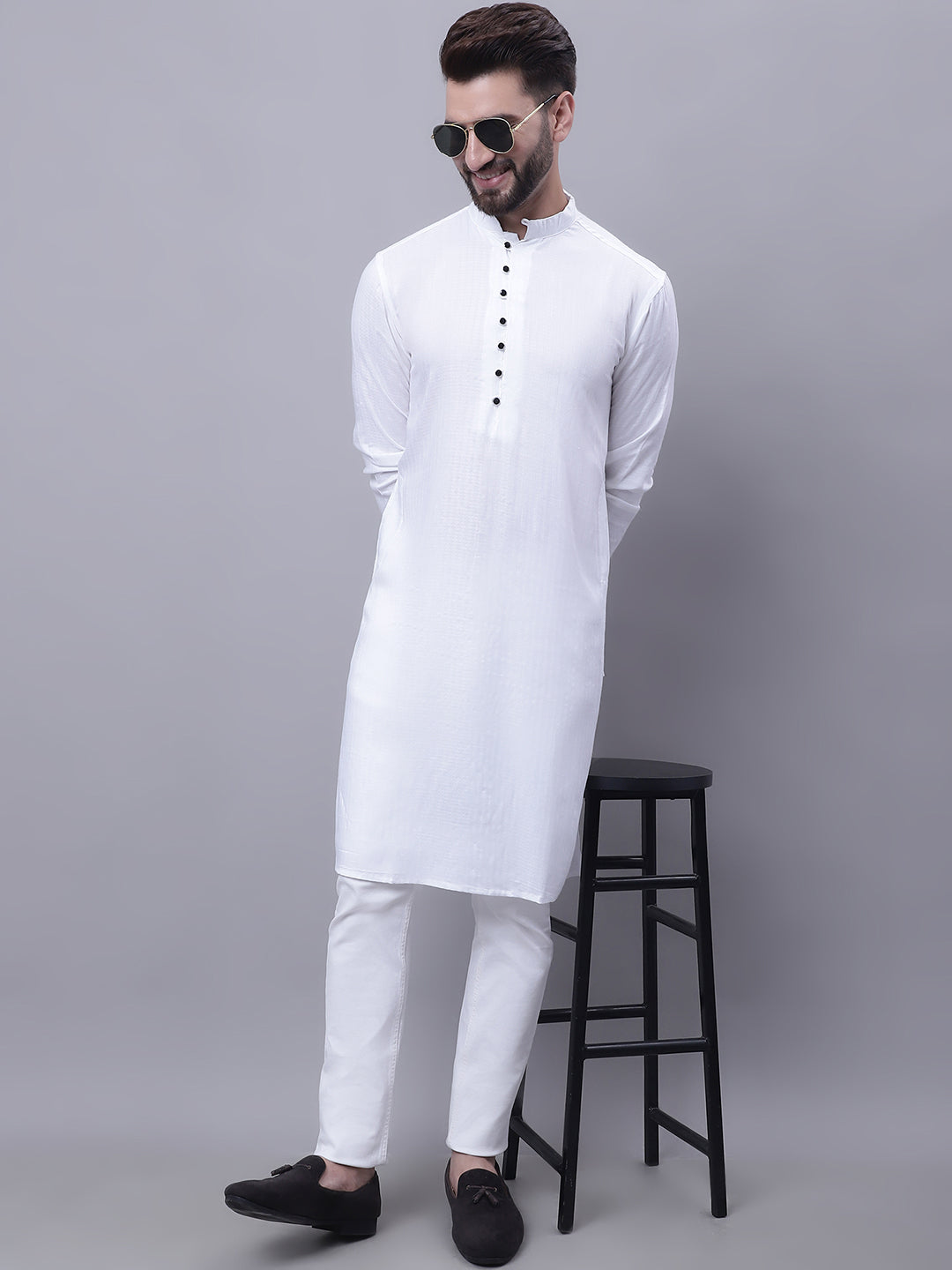 Even Apparels White Pure Cotton Kurta With Band Collar | Swadesiicart